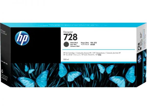 HP 728 300-ml Black Cartridge | 728 High Yield Matte DesignJet Cartridge