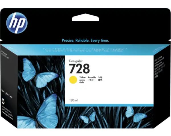 HP 728 130-ml Yellow Cartridge | 728 High Yield Yellow DesignJet Ink